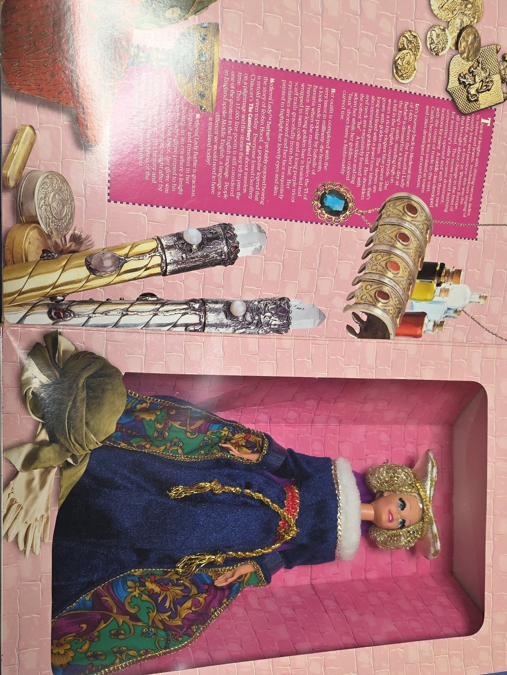 Eras Collection Barbie - Medieval Lady. Magenta and Pink Back Panel Artwork